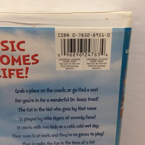 Vintage Dr. Seuss The Cat In The Hat VHS 2003 Clamshell Case Classic Family Film - Picture 5 of 5